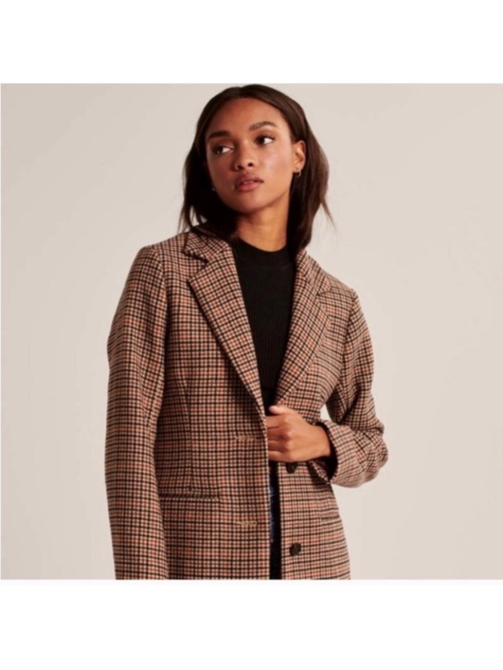 Abercrombie & Fitch Wool Blend Heavyweight Blazer Coat S Brown Jacket